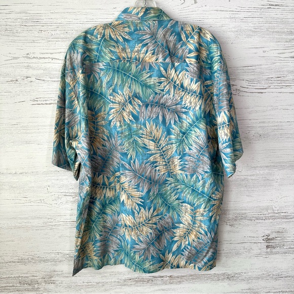 VINTAGE 80s TORI RICHARD HONOLULU Leaf Tropical Hawaiian Shirt L Made in USA - Picture 7 of 8